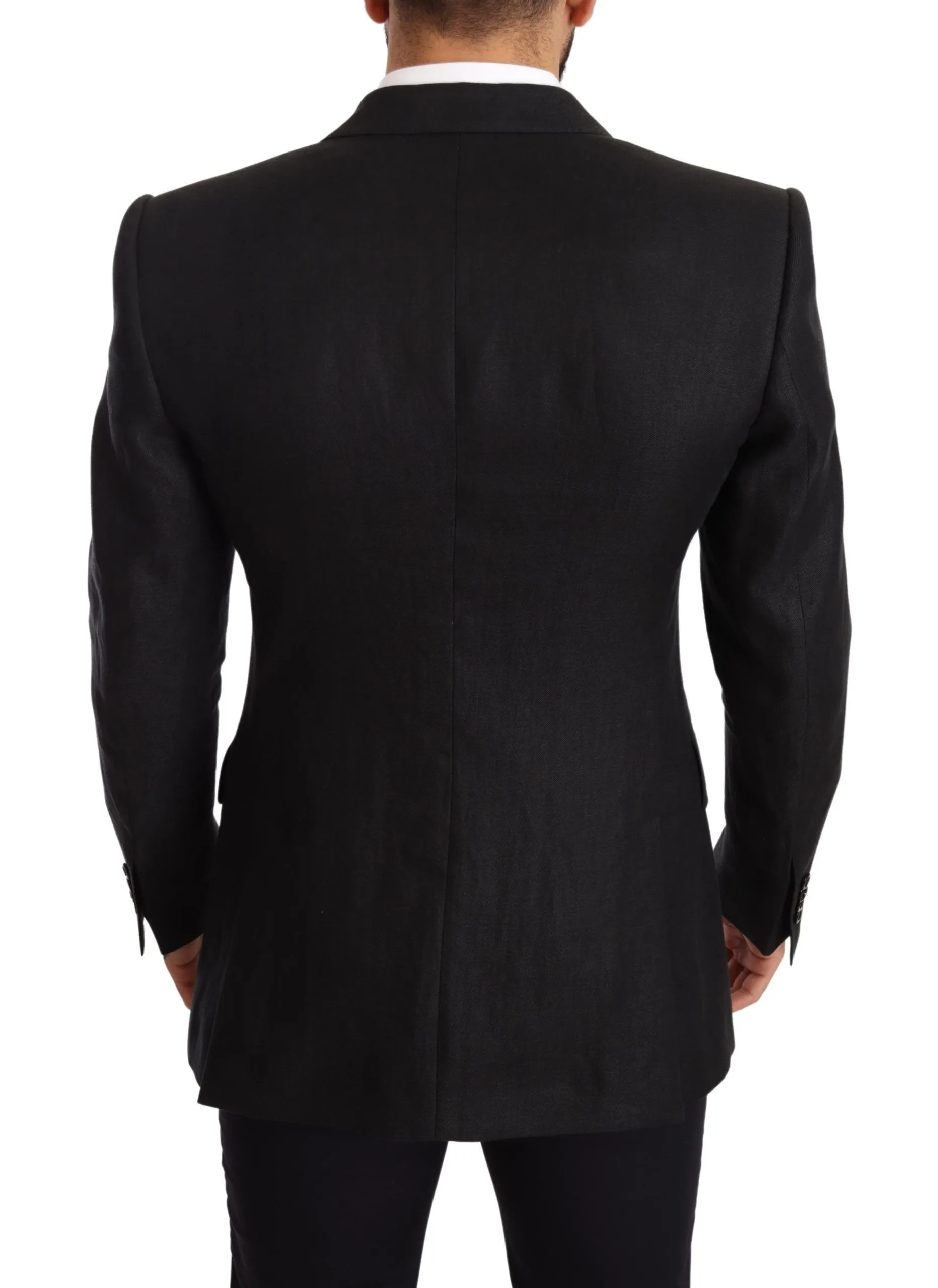 Dolce & Gabbana Men's Elegant Slim Fit Black Linen Blazer