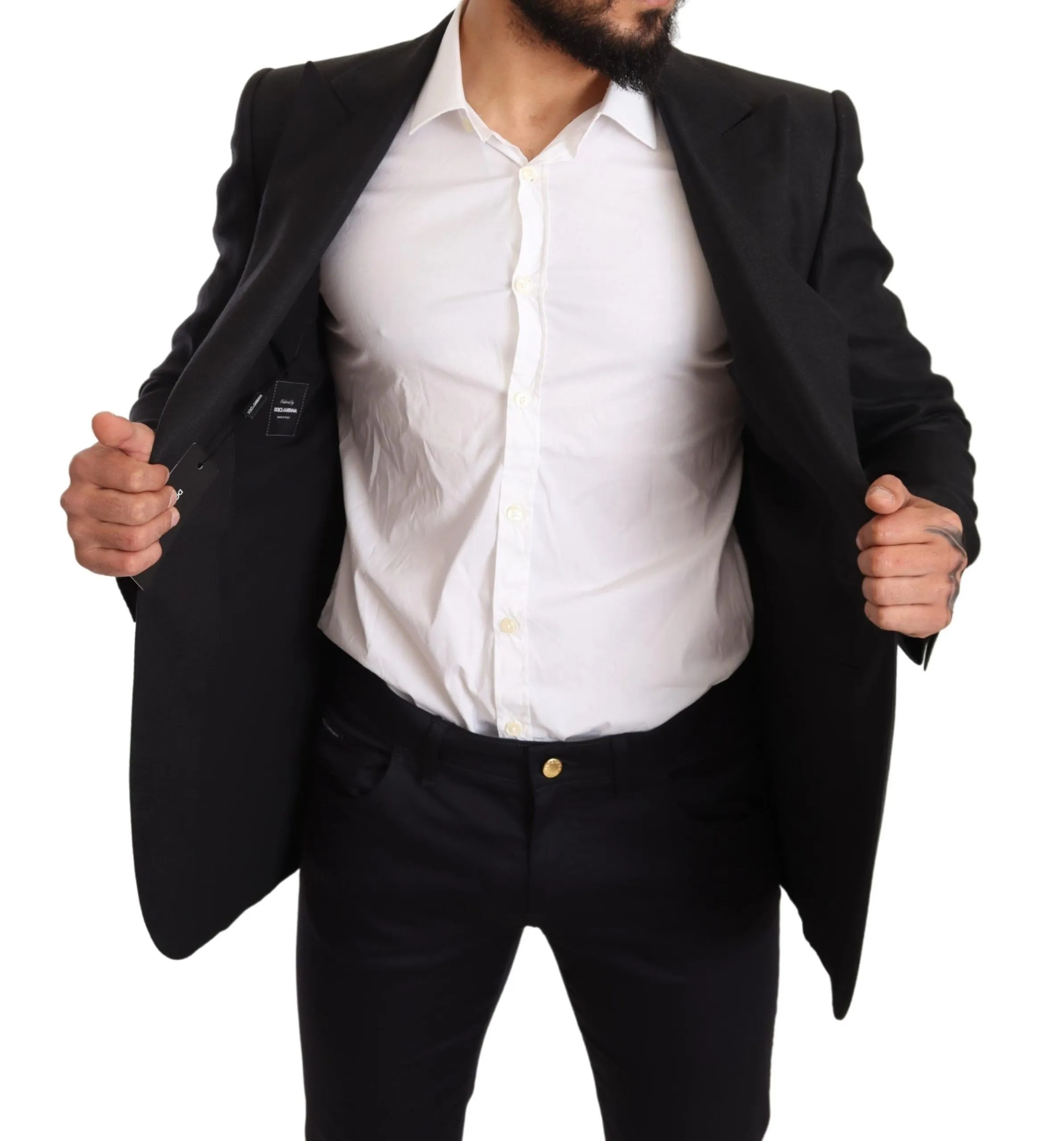 Dolce & Gabbana Men's Elegant Slim Fit Black Linen Blazer