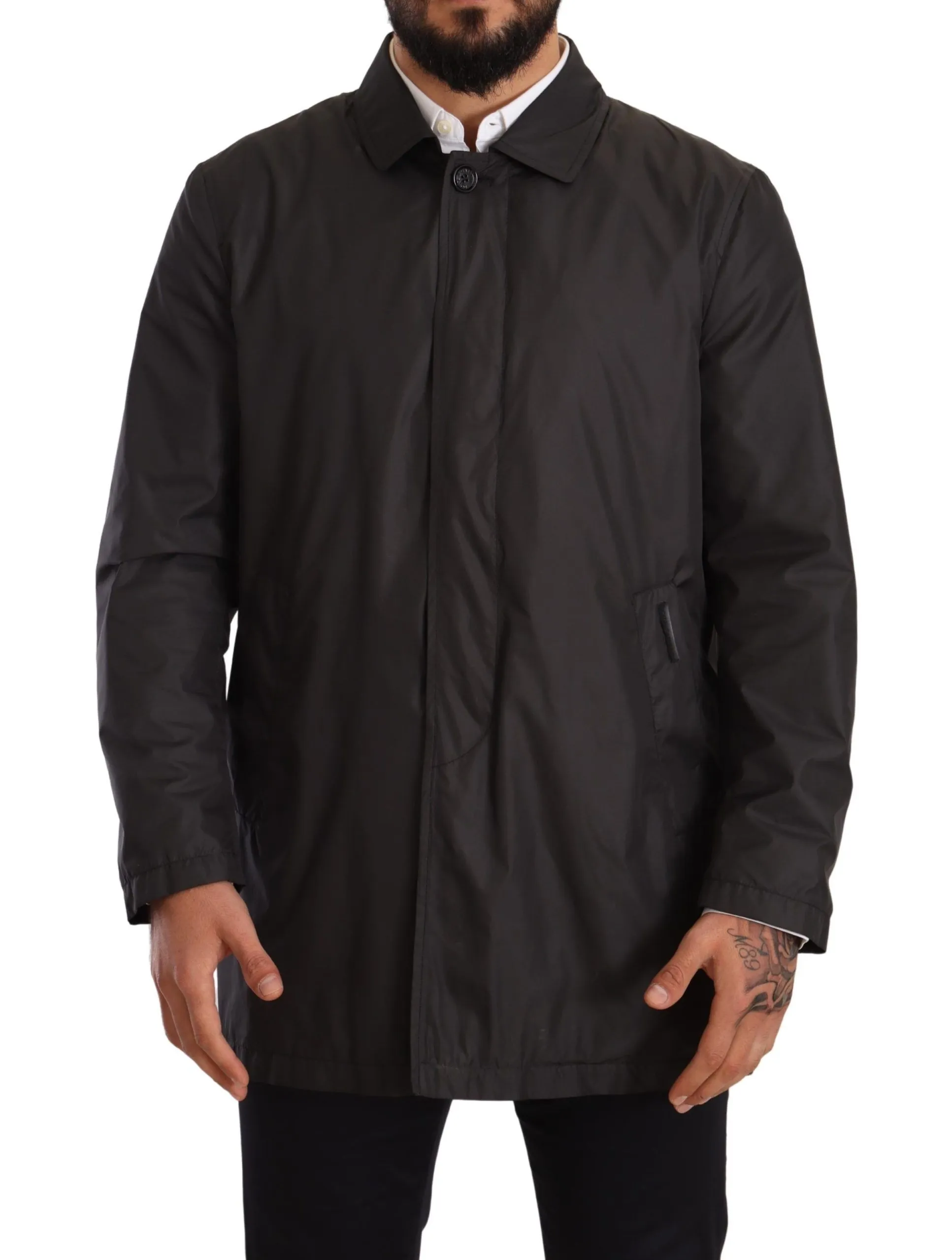 Dolce & Gabbana Men's Elegant Black Trench Coat for Sophisticated Men