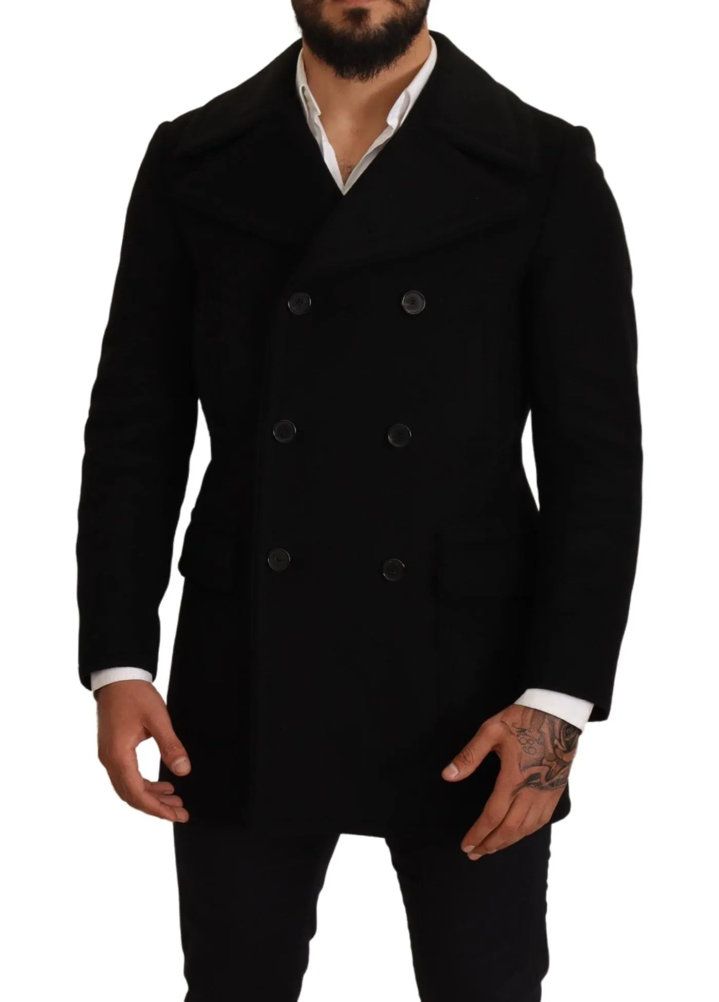 Dolce & Gabbana Men's Elegant Black Double Breasted Wool Jacket