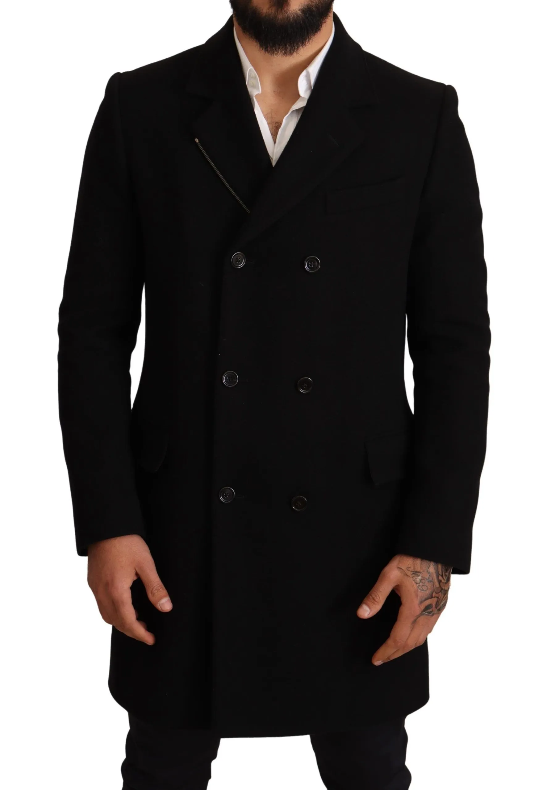 Dolce & Gabbana Men's Elegant Double-Breasted Black Coat