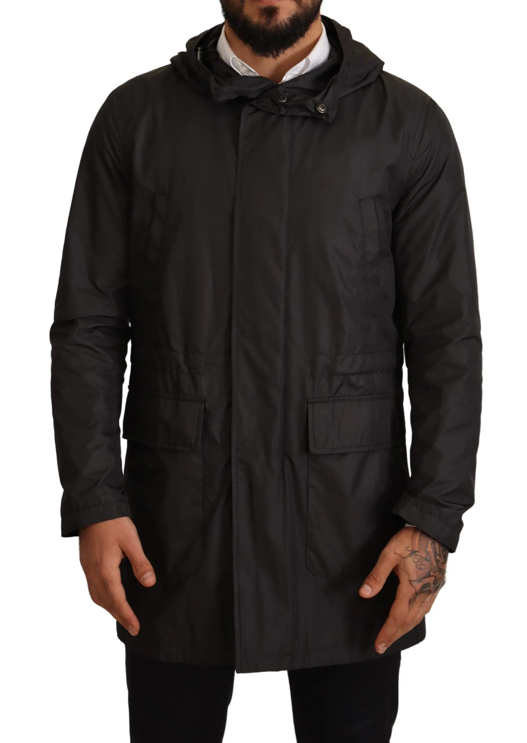 Dolce & Gabbana Men's Chic Hooded Blouson Coat in Timeless Black
