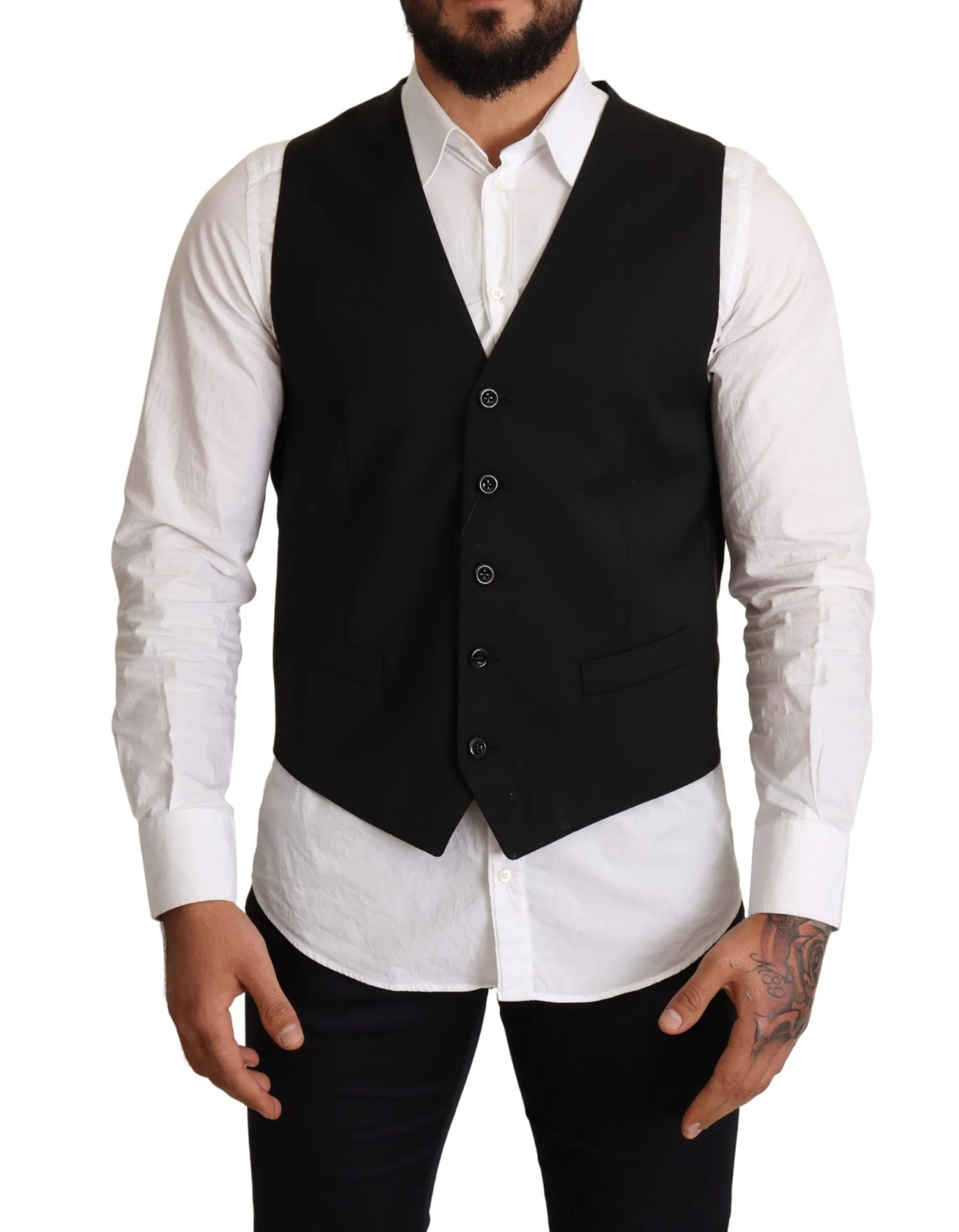 Dolce & Gabbana Men's Elegant Black Formal Dress Vest