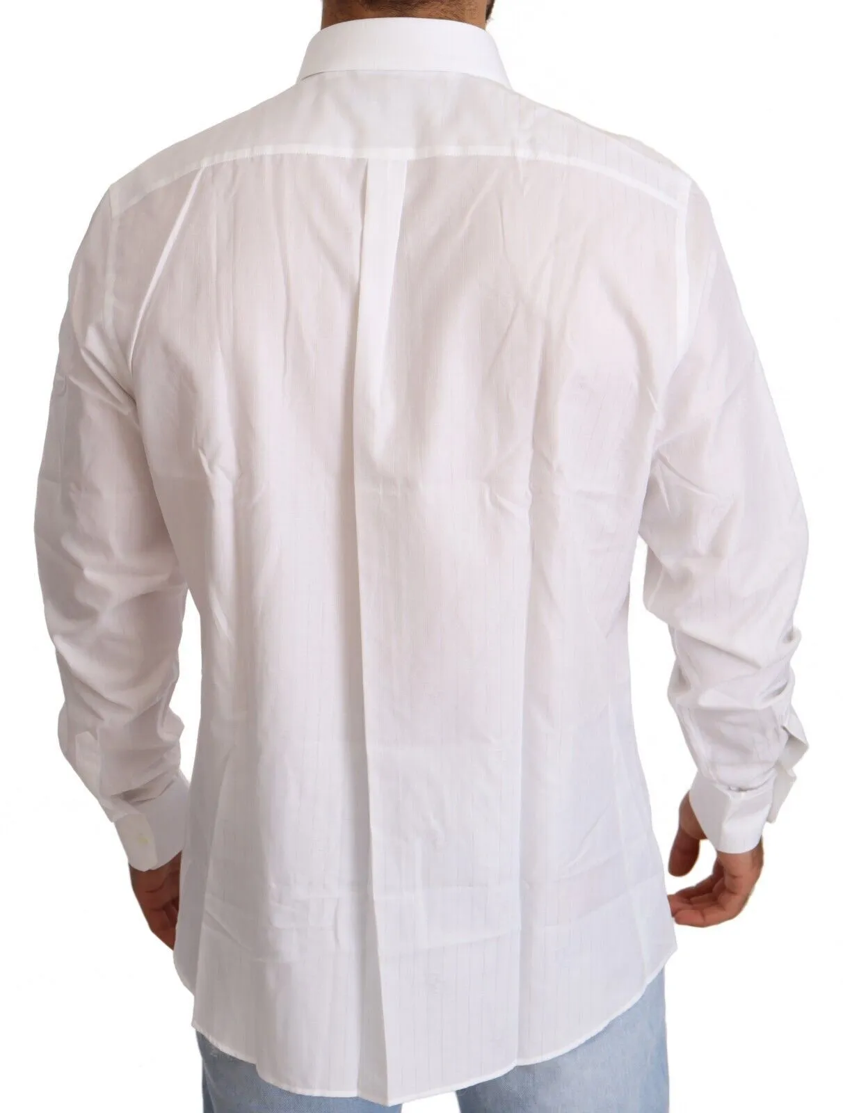 Dolce & Gabbana Men's White Cotton Martini Fit Shirt