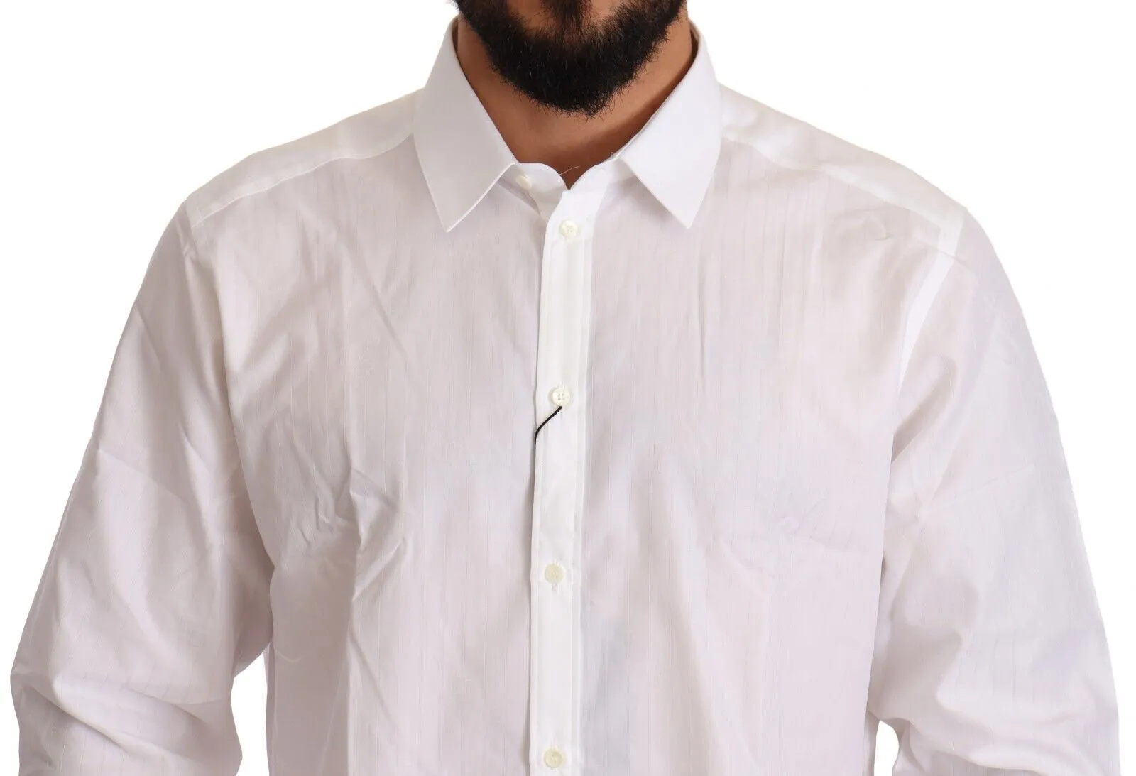 Dolce & Gabbana Men's White Cotton Martini Fit Shirt