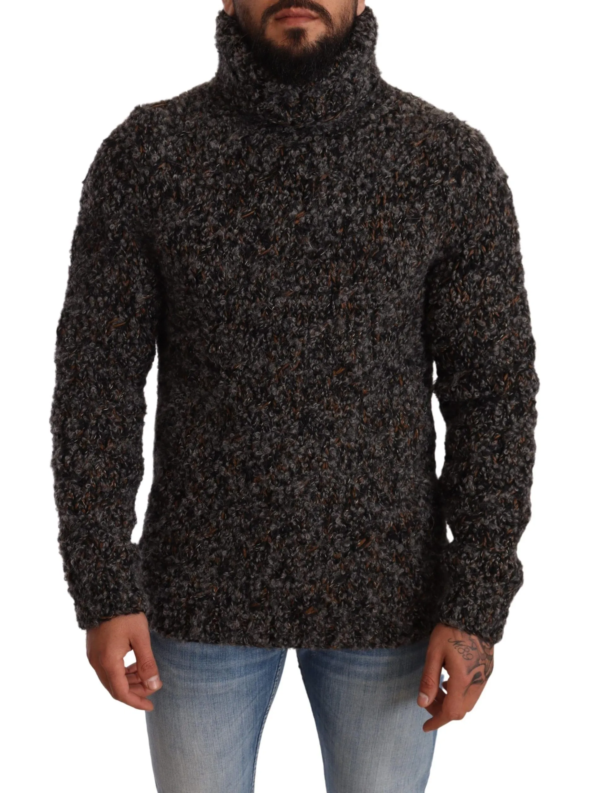 Dolce & Gabbana Men's Elegant Speckled Turtleneck Wool-Blend Sweater