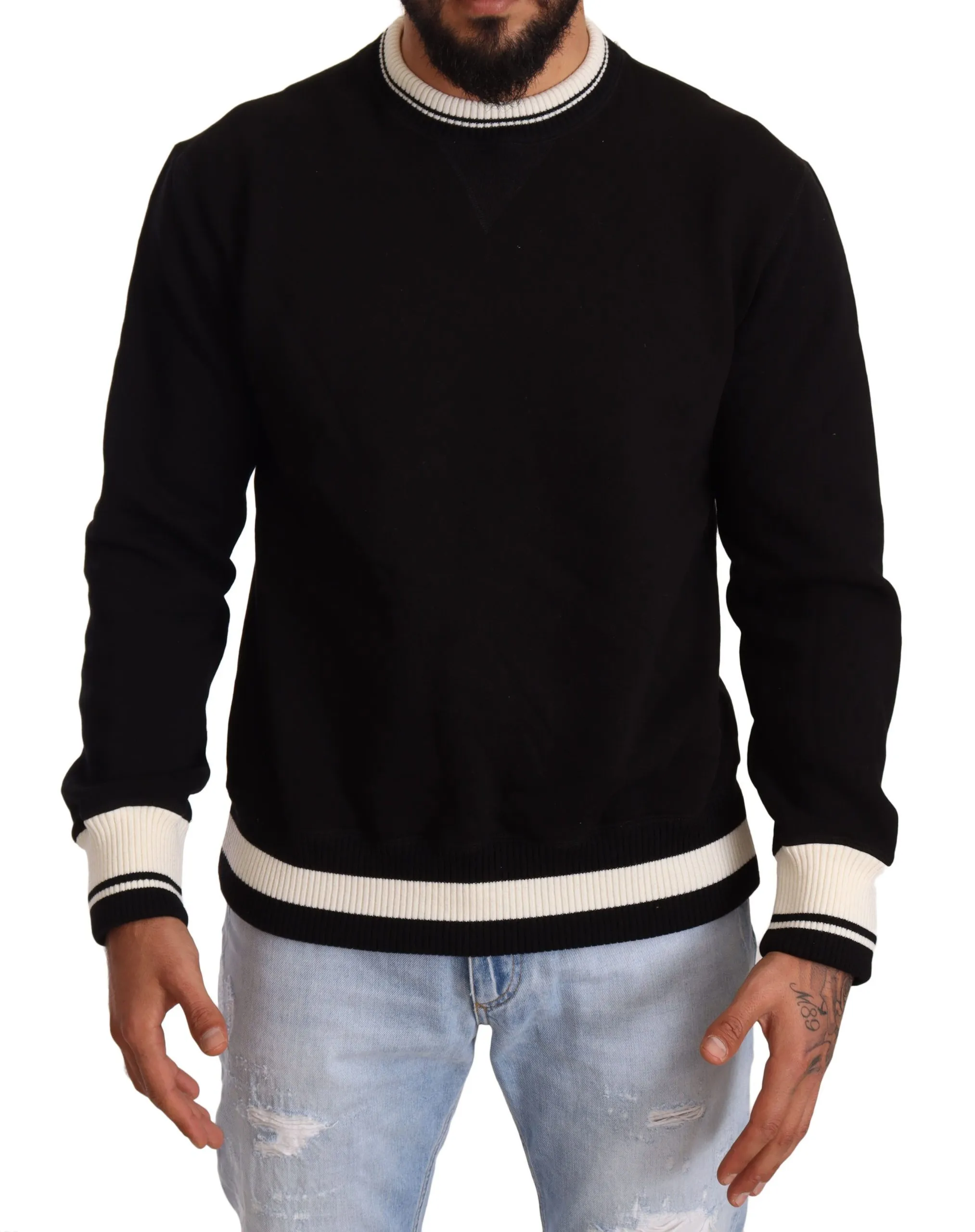 Dolce & Gabbana Men's Elegant Monochrome Crew Neck Sweatshirt