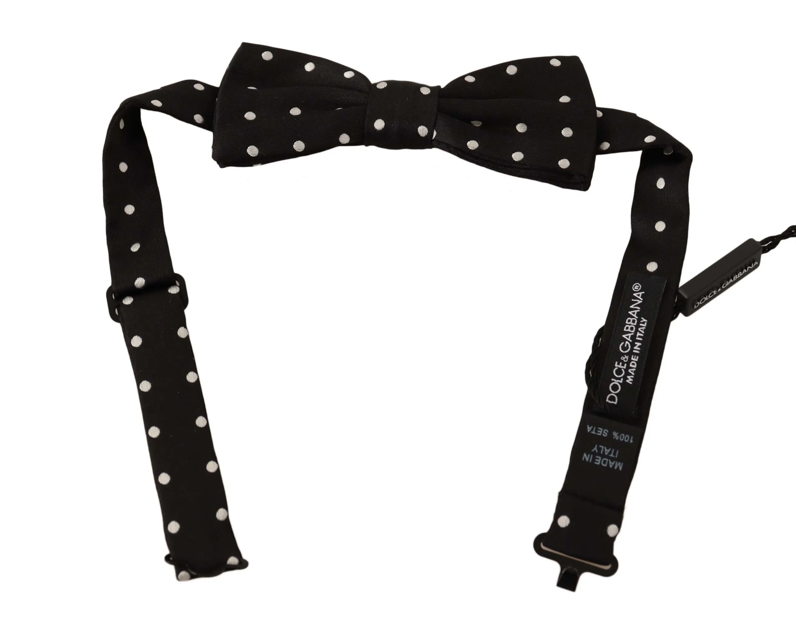 Dolce & Gabbana Men's Elegant Black Polka Dot Silk Bow Tie
