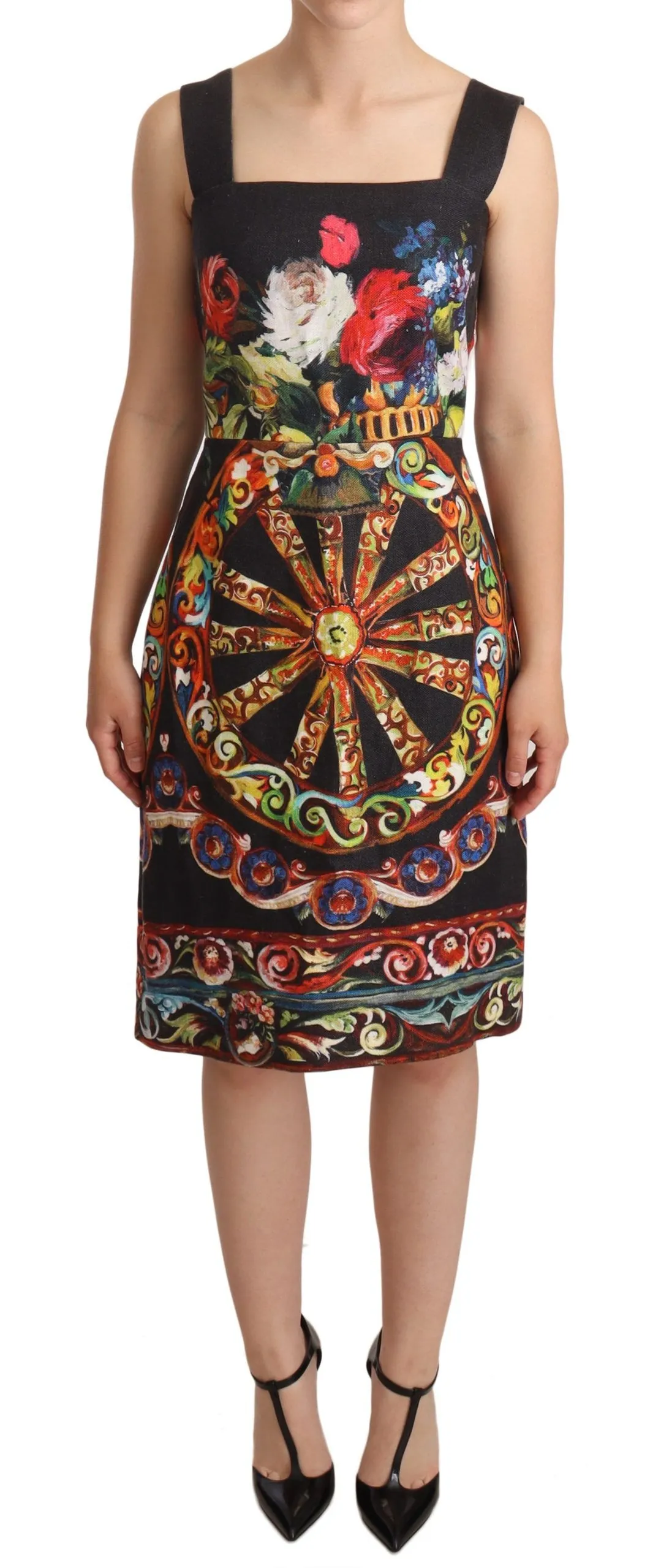 Dolce & Gabbana Women's Elegant Floral Sheath Linen Dress