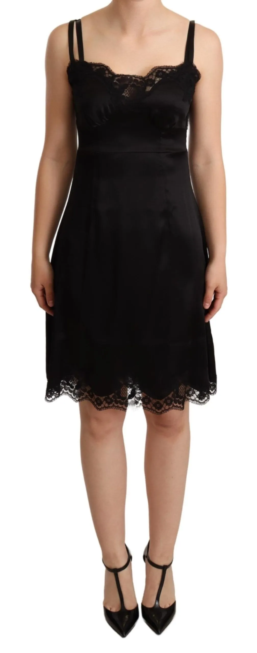 Dolce & Gabbana Women's Elegant Satin Lace Detail Cocktail Dress