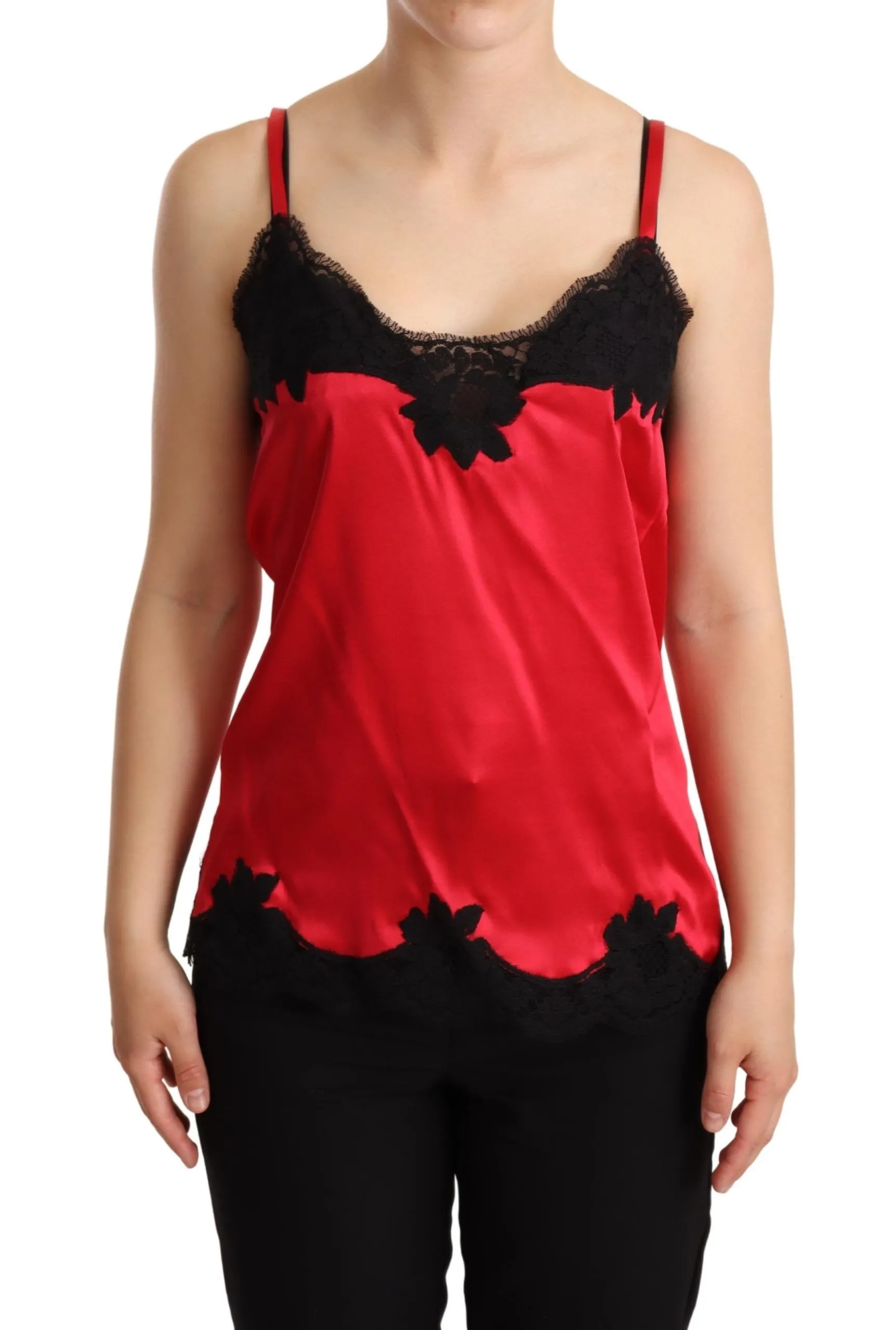 Dolce & Gabbana Women's Enchanting Red Silk Blend Lace Camisole