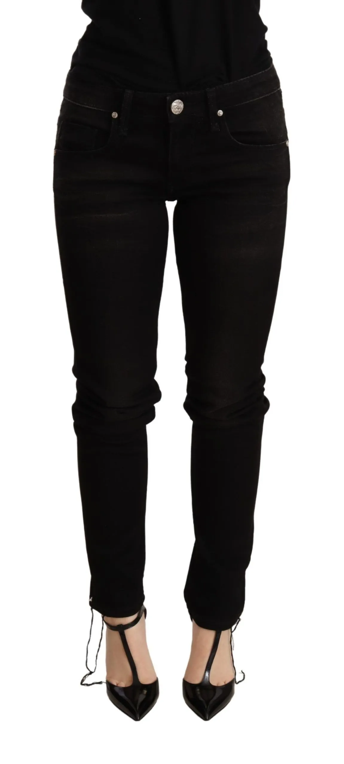 Acht Women's Elegant Slim Fit Black Denim
