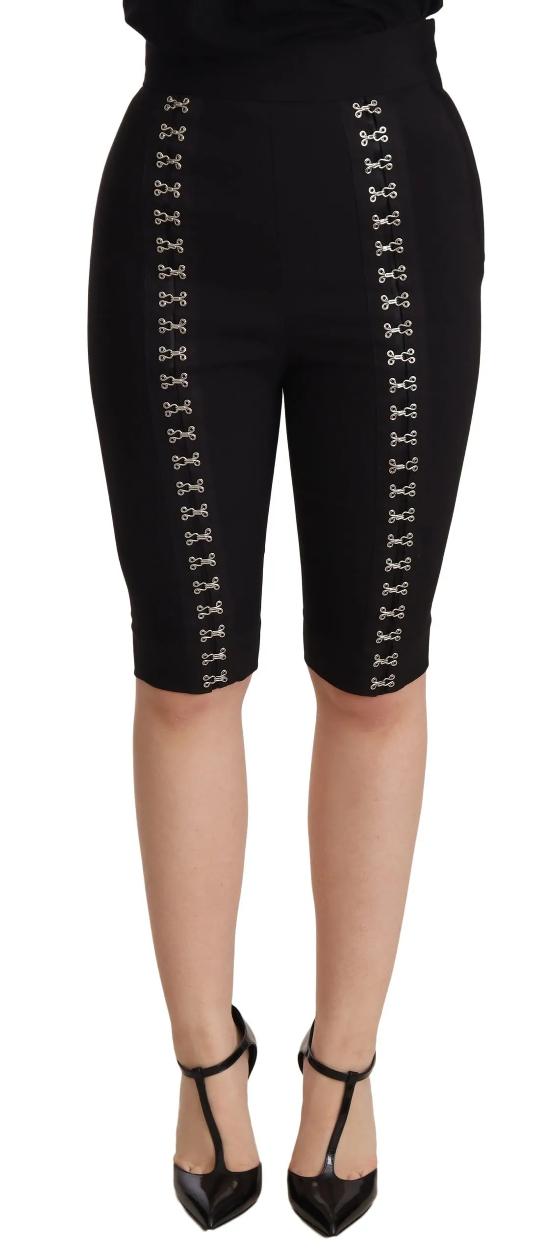 Dolce & Gabbana Women's Elegant High Waist Black Wool Shorts