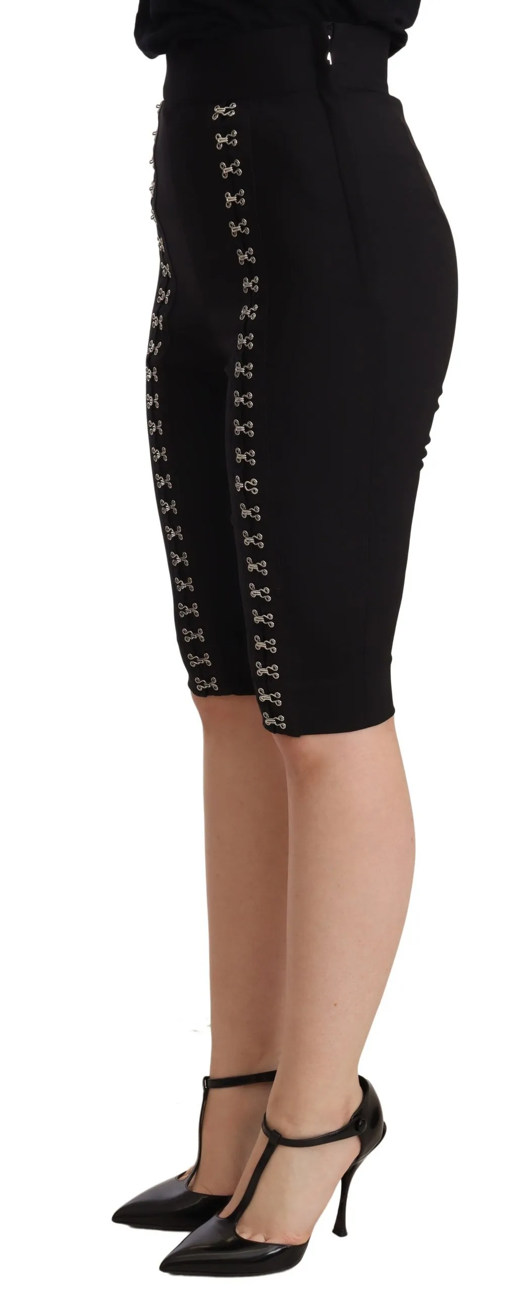 Dolce & Gabbana Women's Elegant High Waist Black Wool Shorts