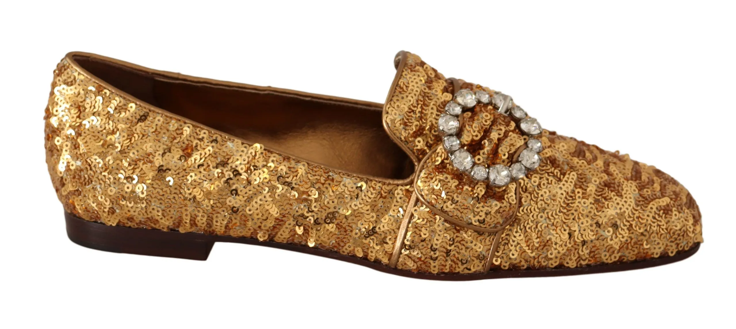 Dolce & Gabbana Women's Elegant Gold Sequin Crystal Flats