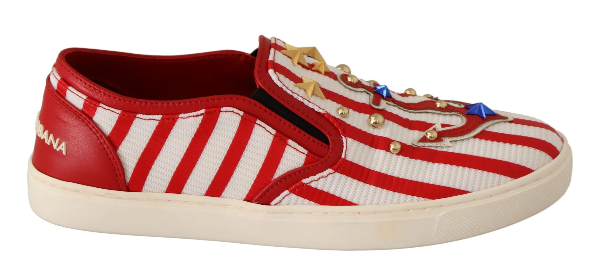 Dolce & Gabbana Women's Stripe Print Studded Loafers