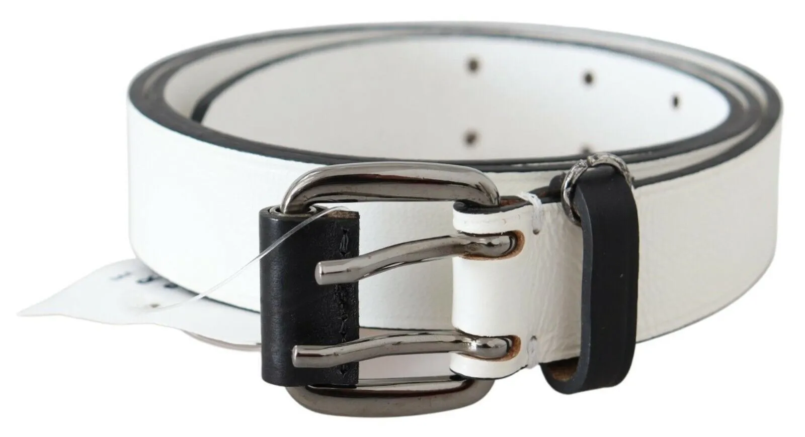 Costume National Women's Chic White Leather Fashion Belt