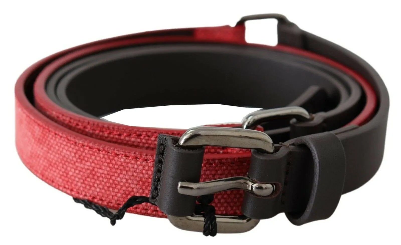 Costume National Women's Elegant Red Brown Leather Fashion Belt