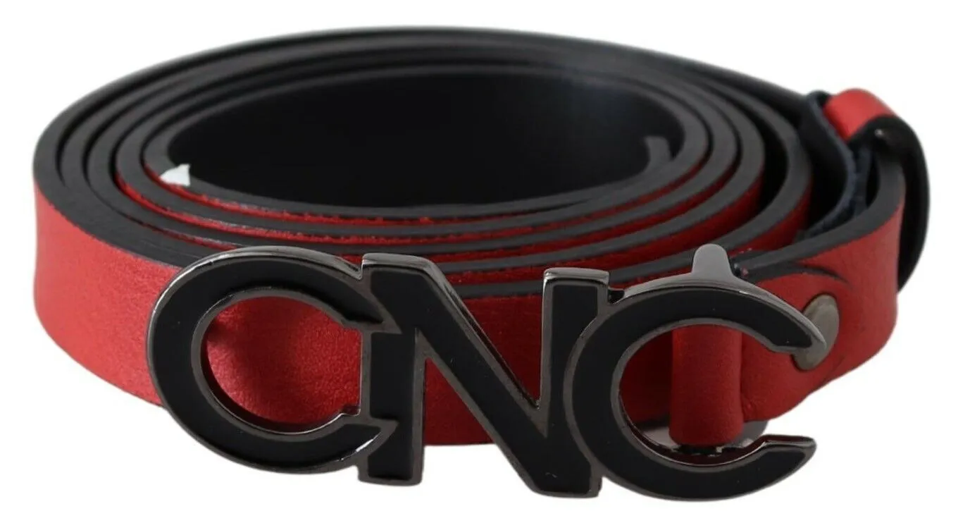 Costume National Women's Elegant Red Leather Waist Belt