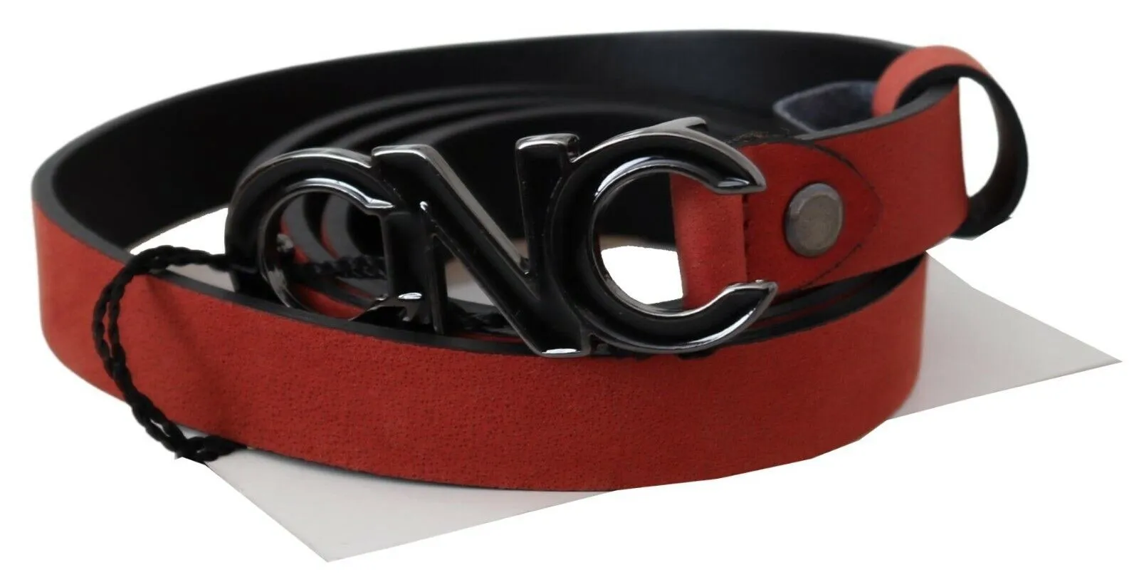 Costume National Women's Elegant Blood Red Leather Belt