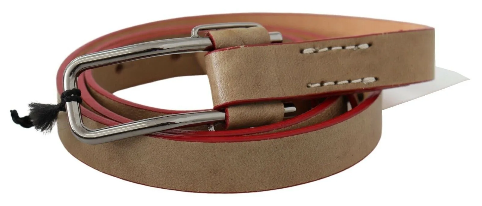 Costume National Women's Beige Leather Fashion Belt