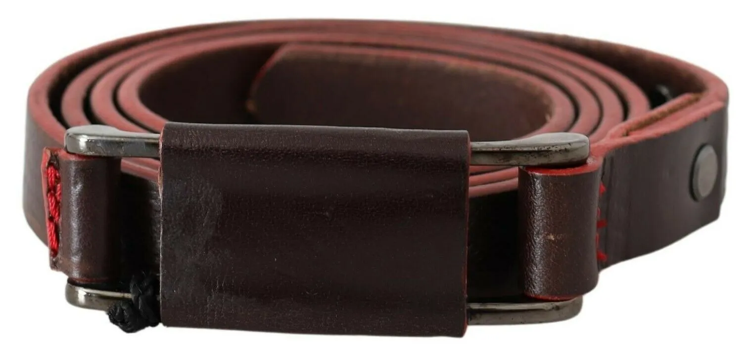 Costume National Women's Elegant Brown Leather Fashion Belt