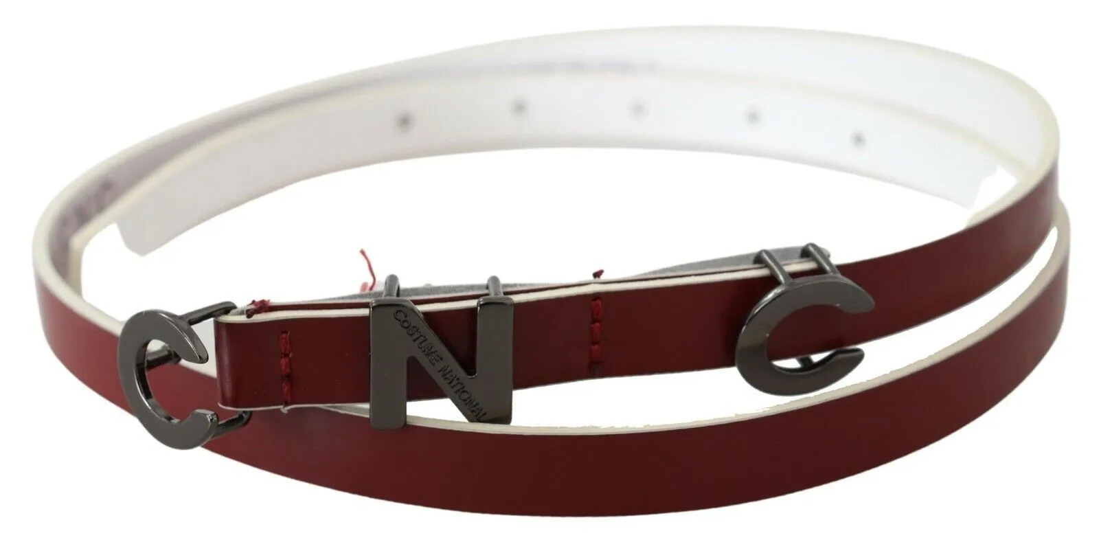 Costume National Women's Chic Maroon Leather Fashion Belt