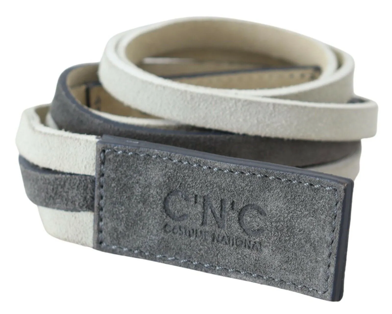 Costume National Women's Chic White Leather Logo Belt