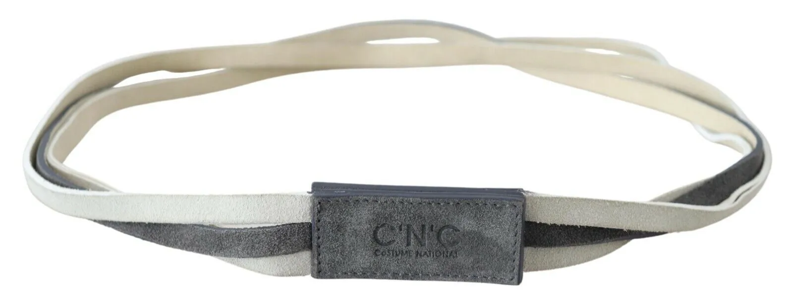 Costume National Women's Chic White Leather Logo Belt