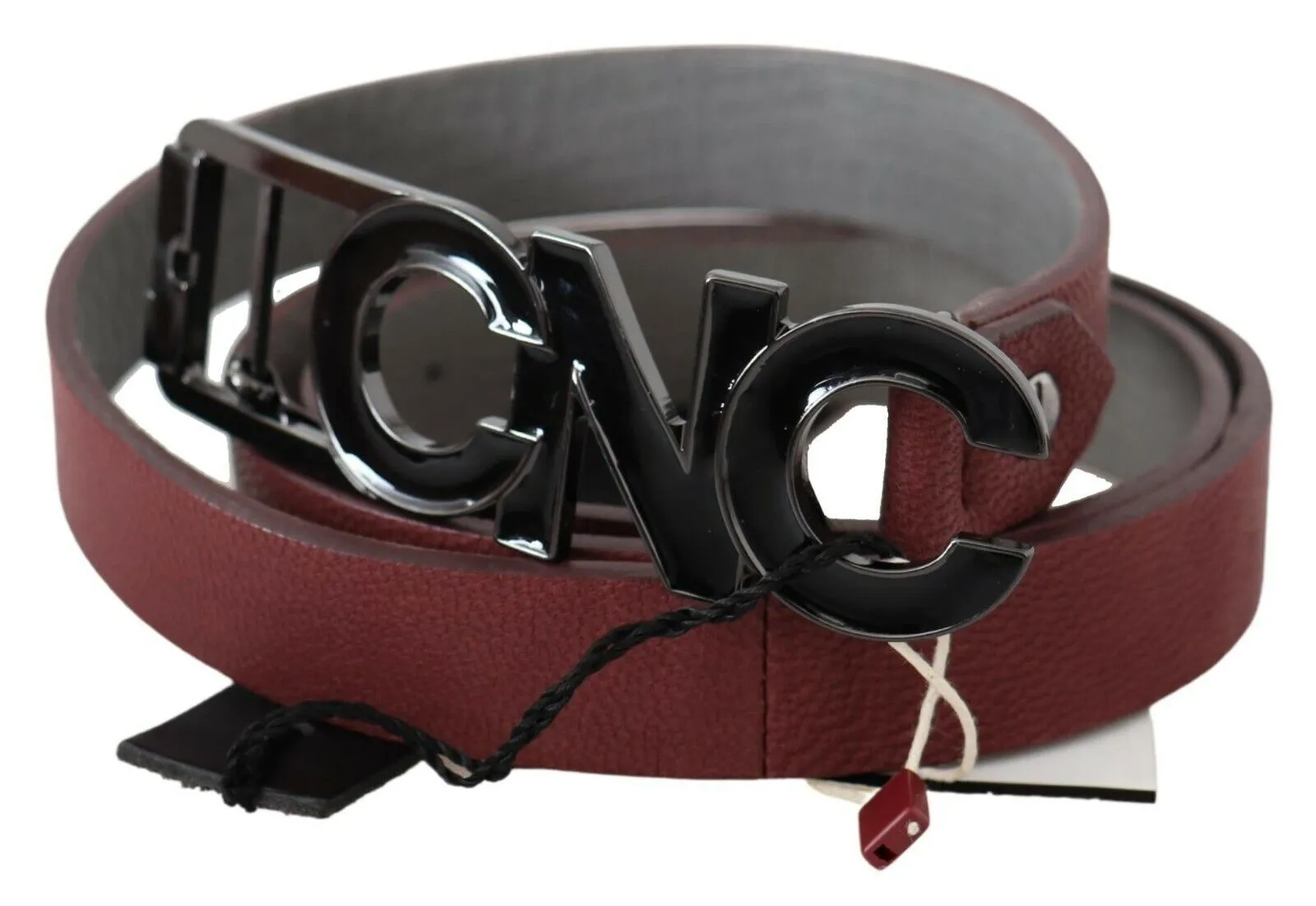 Costume National Women's Elegant Maroon Leather Fashion Belt