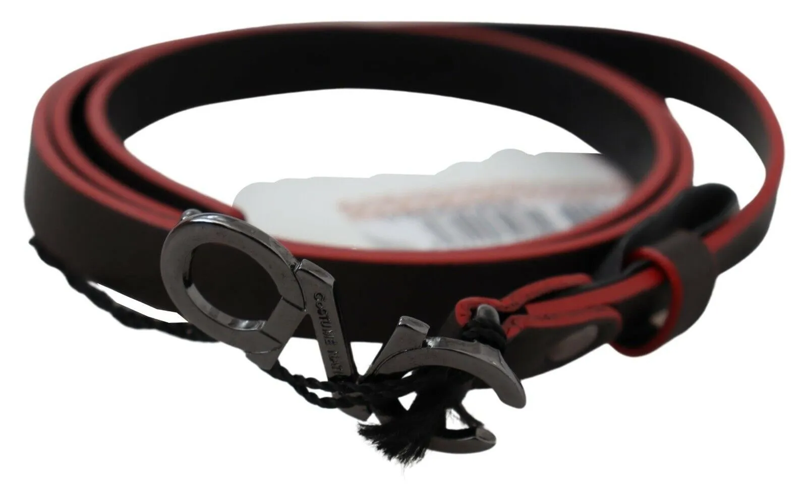 Costume National Women's Maroon & Black Italian Leather Fashion Belt