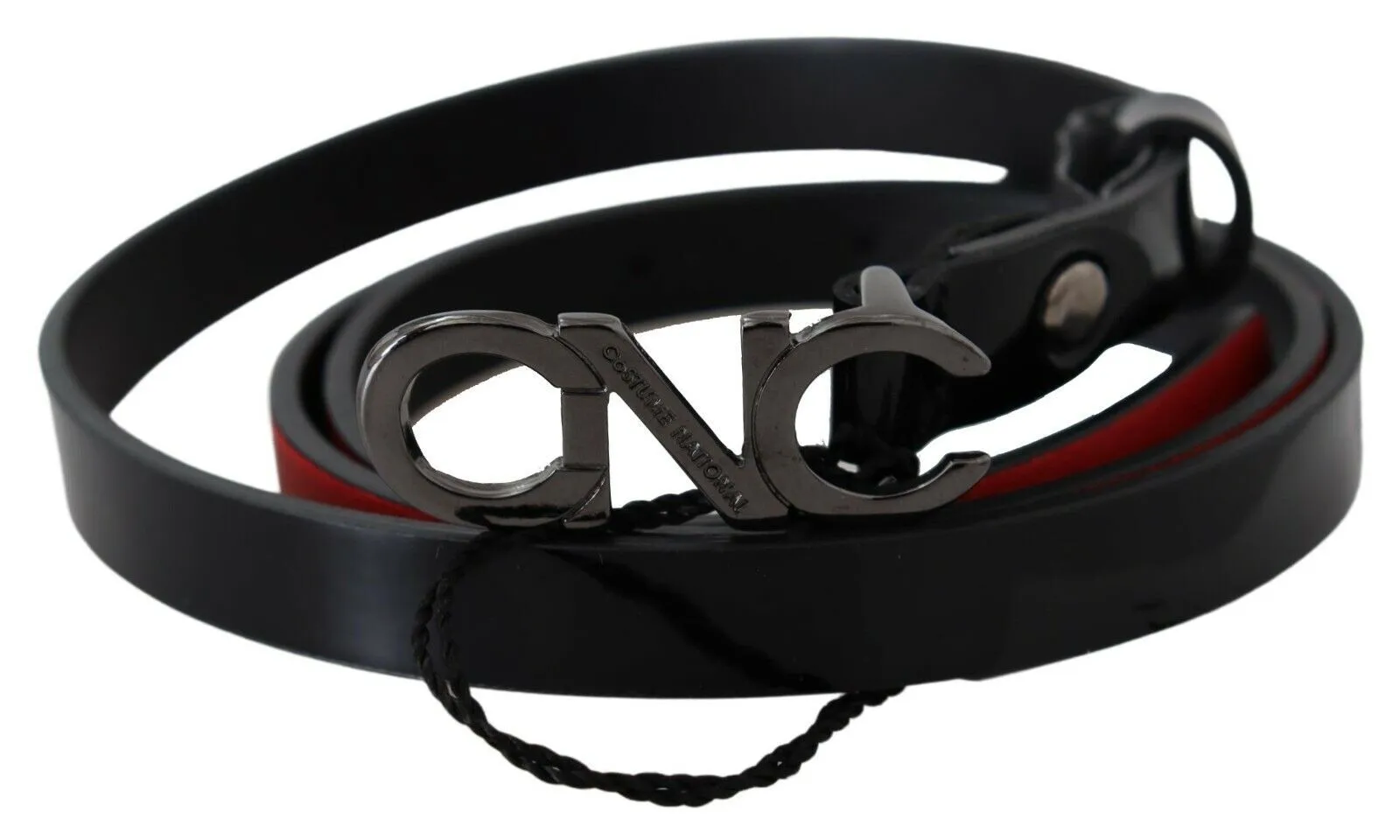 Costume National Women's Chic Black Leather Fashion Belt