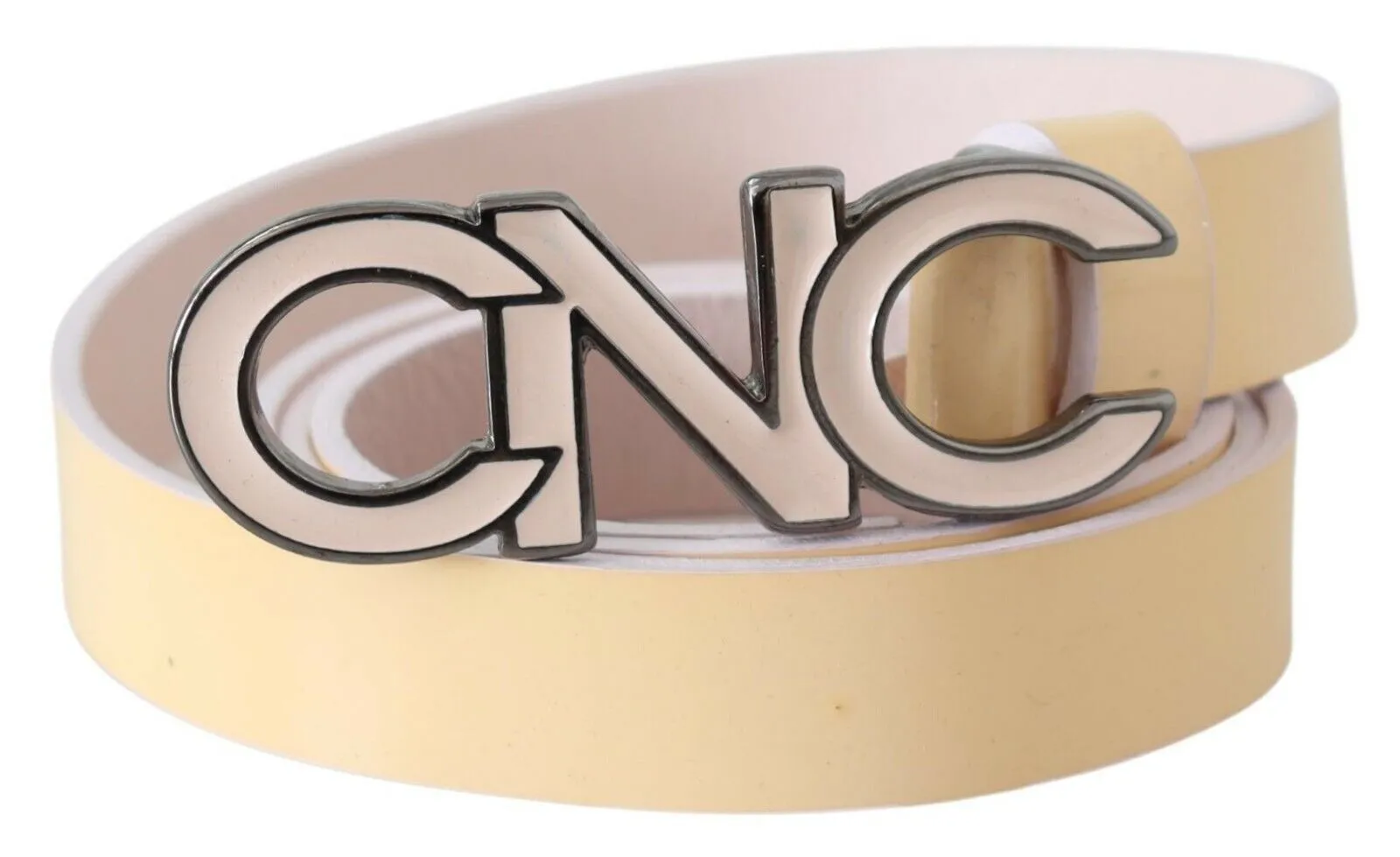 Costume National Women's Chic Beige Logo Leather Belt