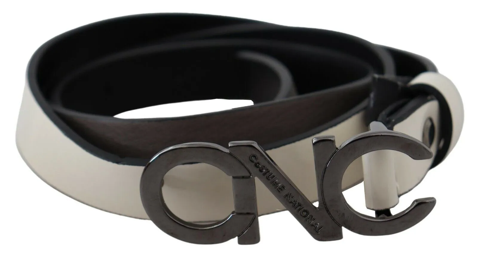 Costume National Women's Elegant White Leather Fashion Belt