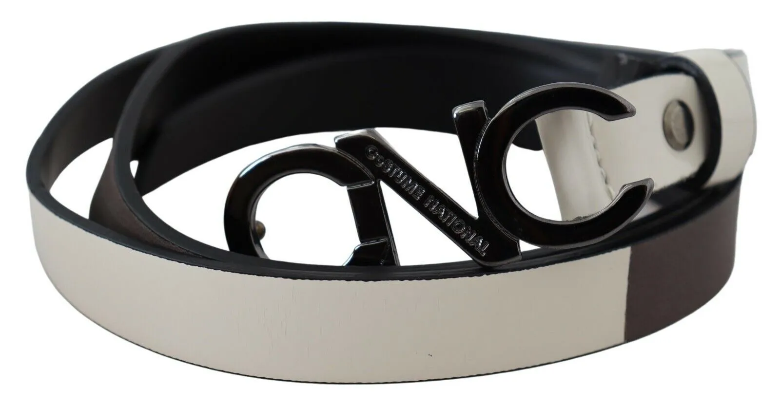 Costume National Women's Elegant White Leather Fashion Belt