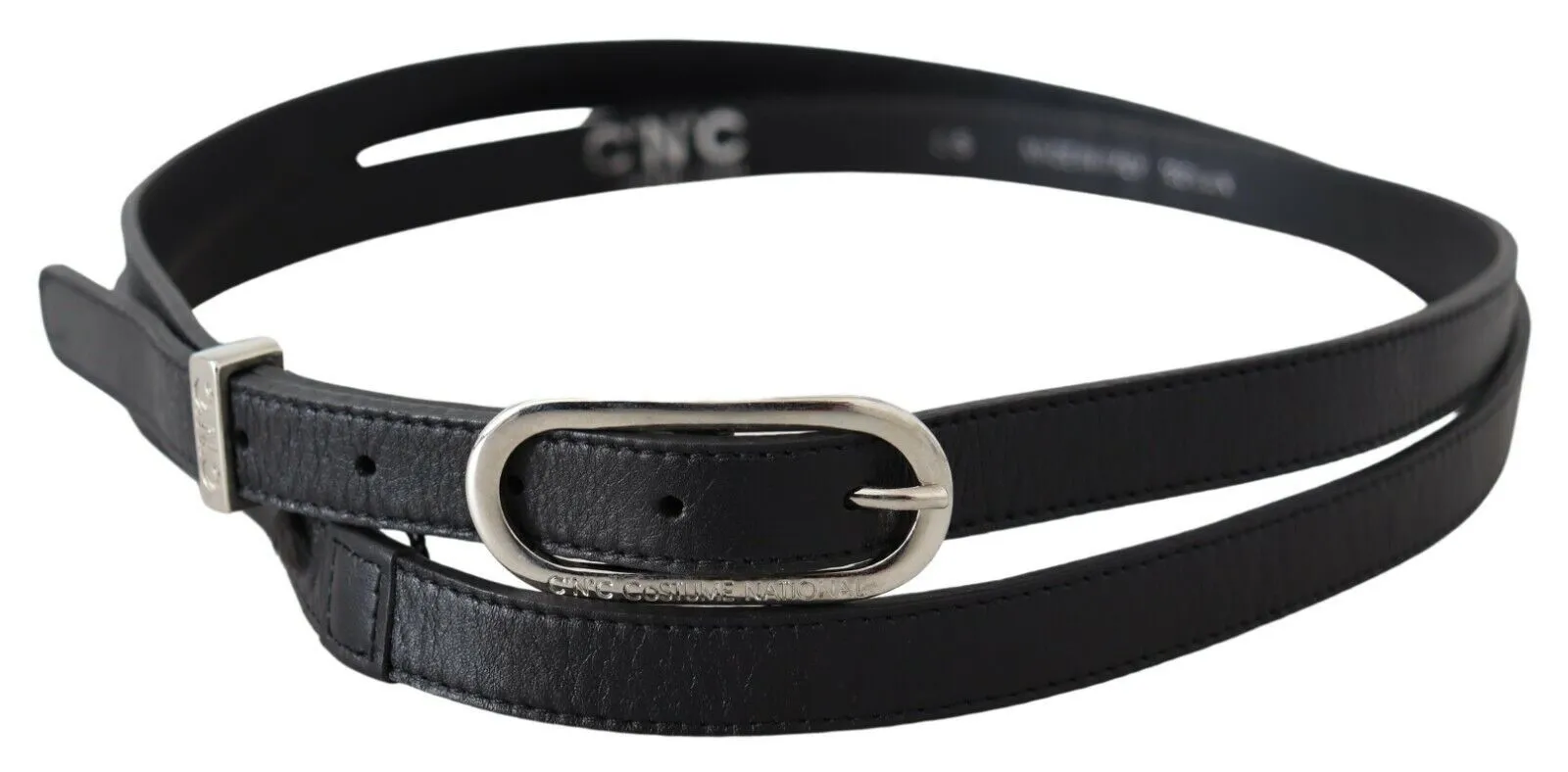 Costume National Women's Elegant Black Leather Adjustable Belt