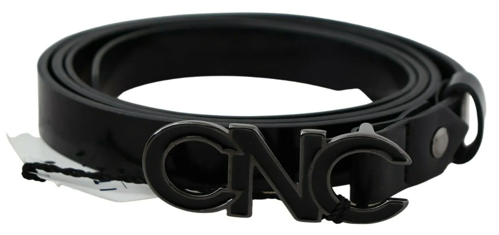 Costume National Women's Elegant Black Braided Leather Belt