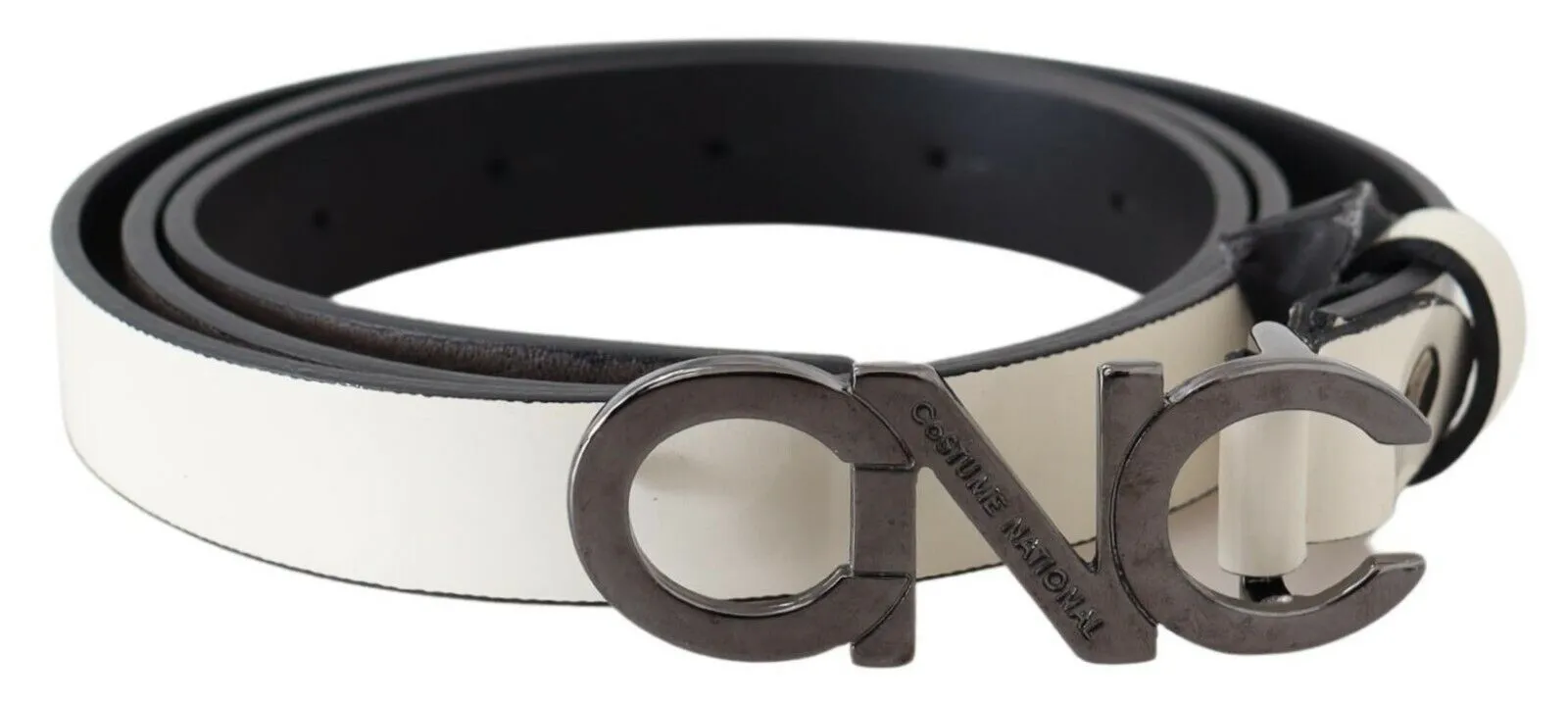 Costume National Women's Metallic Gray Italian Leather Fashion Belt