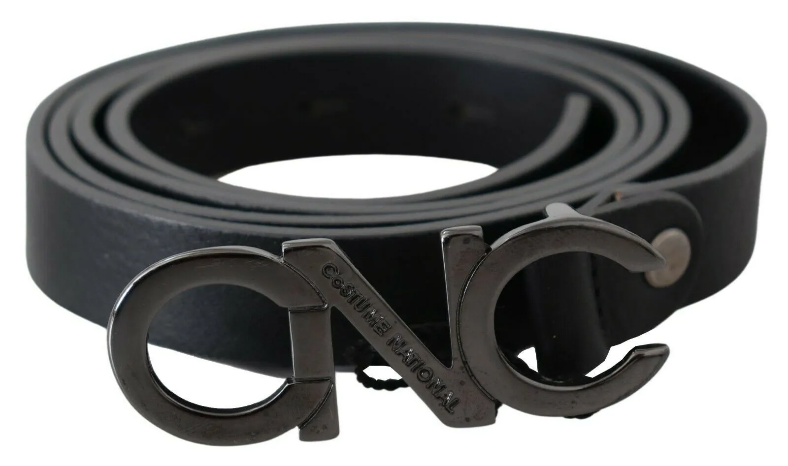 Costume National Women's Elegant Black Leather Fashion Belt