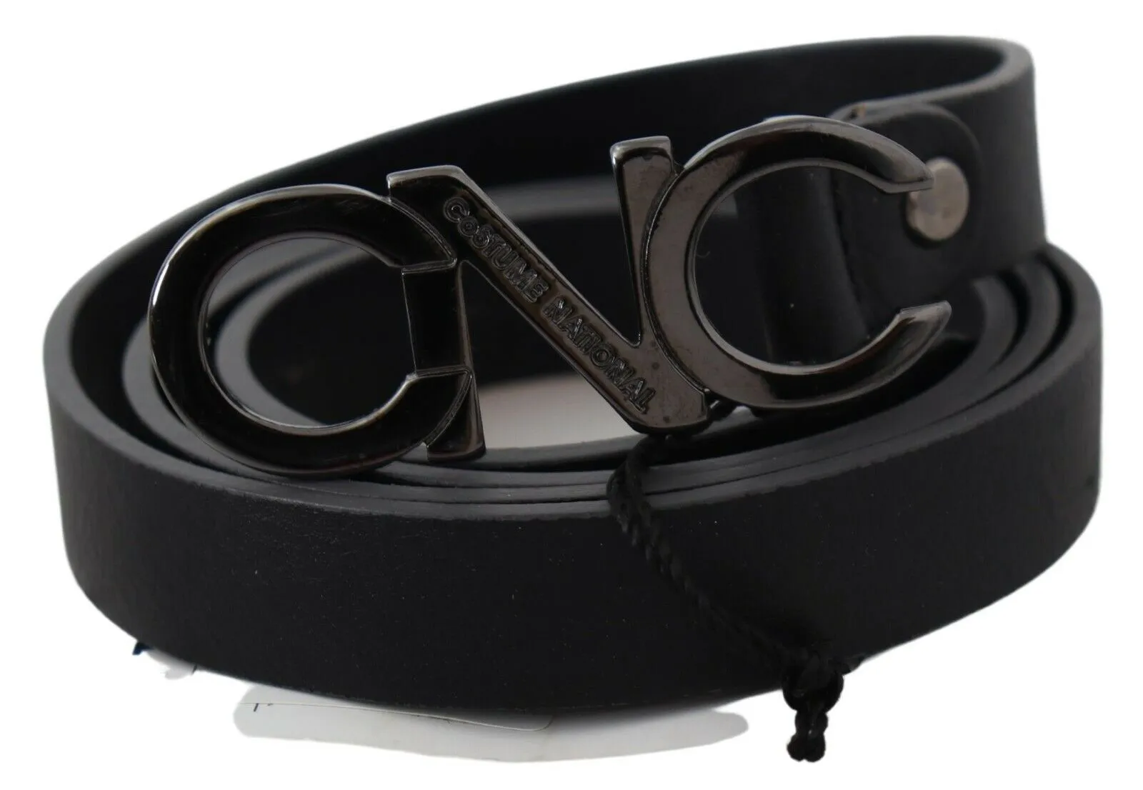 Costume National Women's Elegant Black Leather Fashion Belt