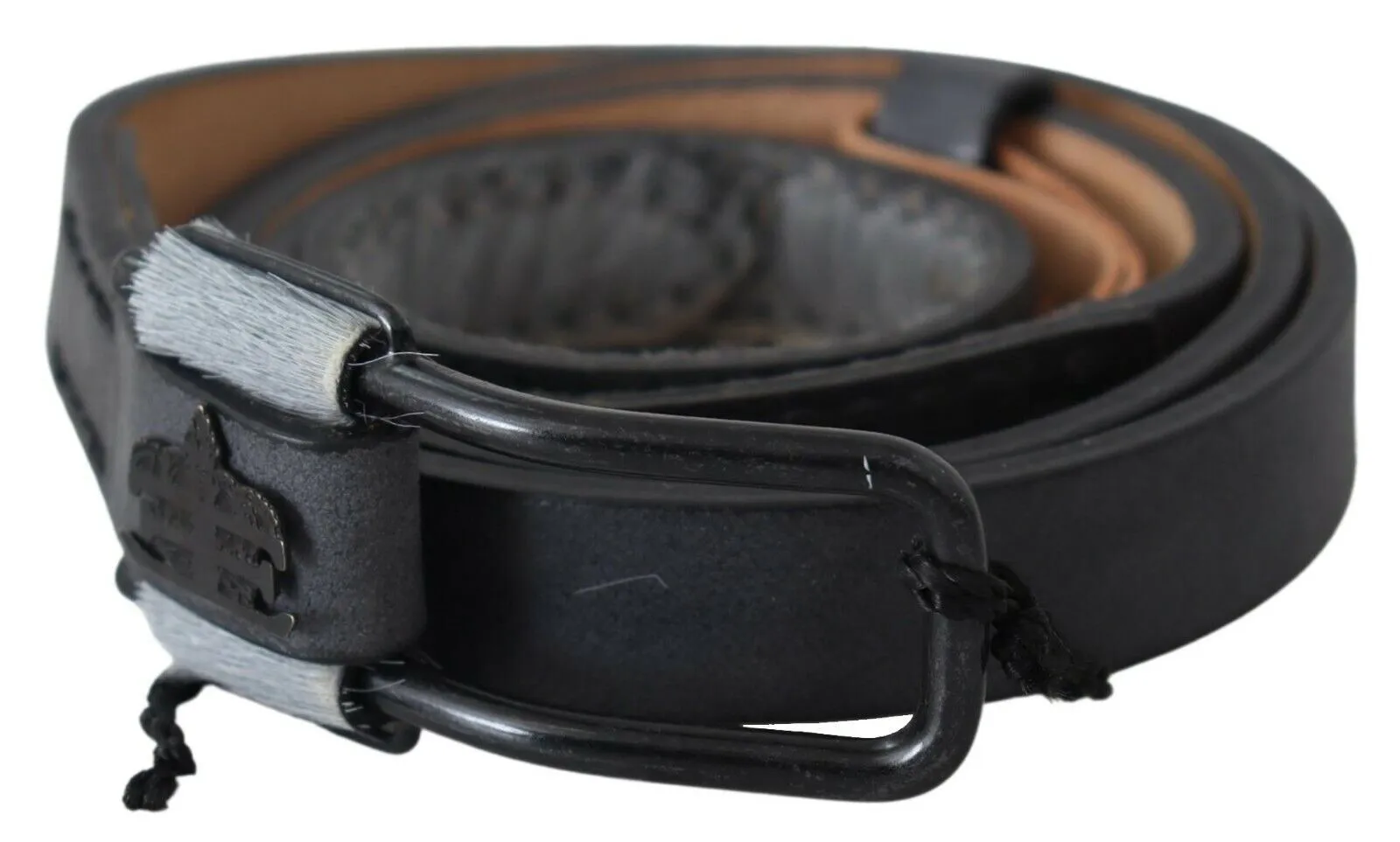 Ermanno Scervino Women's Elegant Black Braided Leather Belt