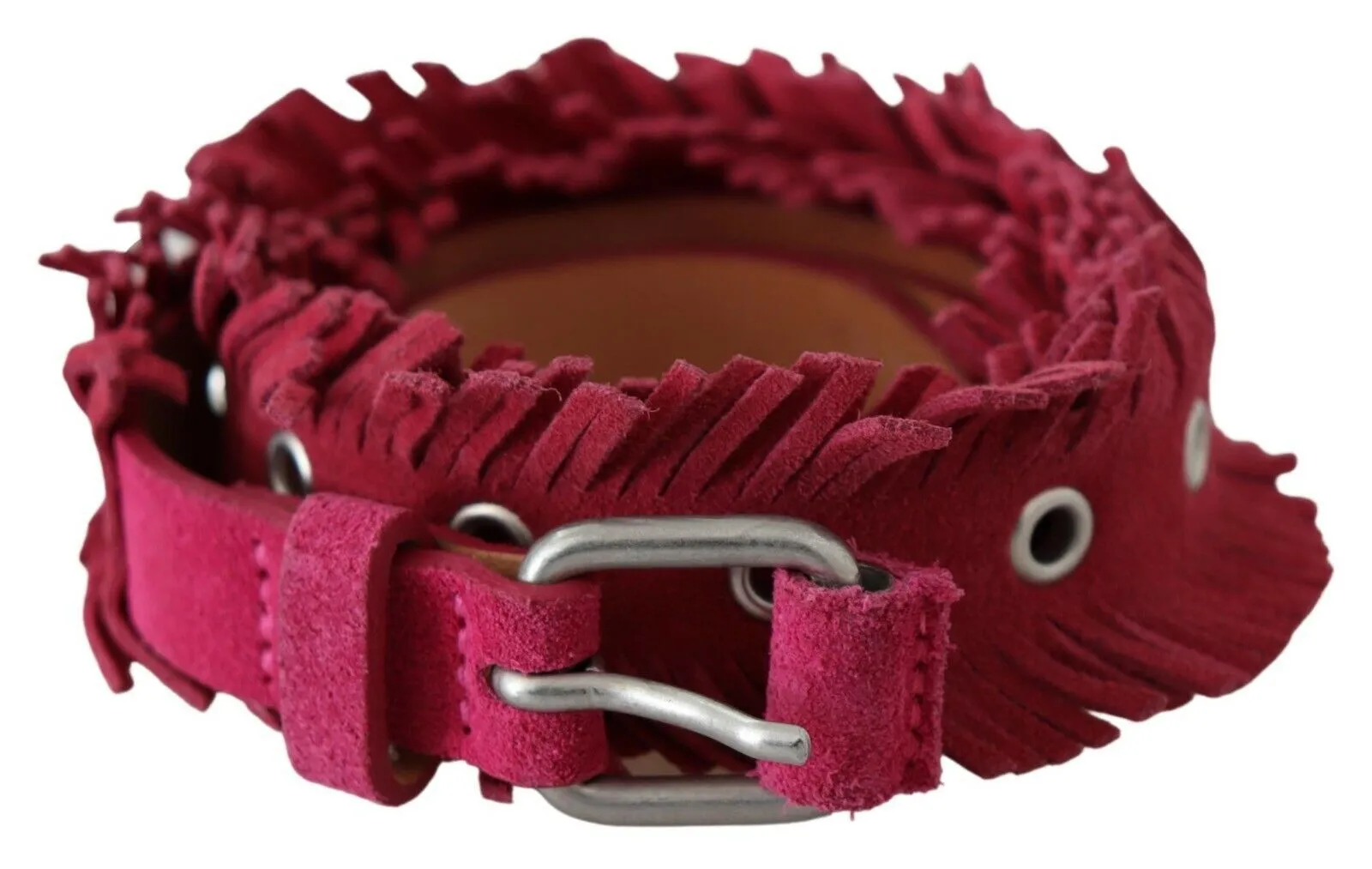 Ermanno Scervino Women's Elegant Maroon Double Buckle Leather Belt