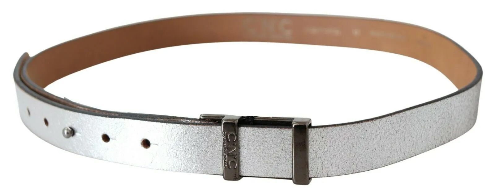 Costume National Women's Elegant Silver Leather Fashion Belt