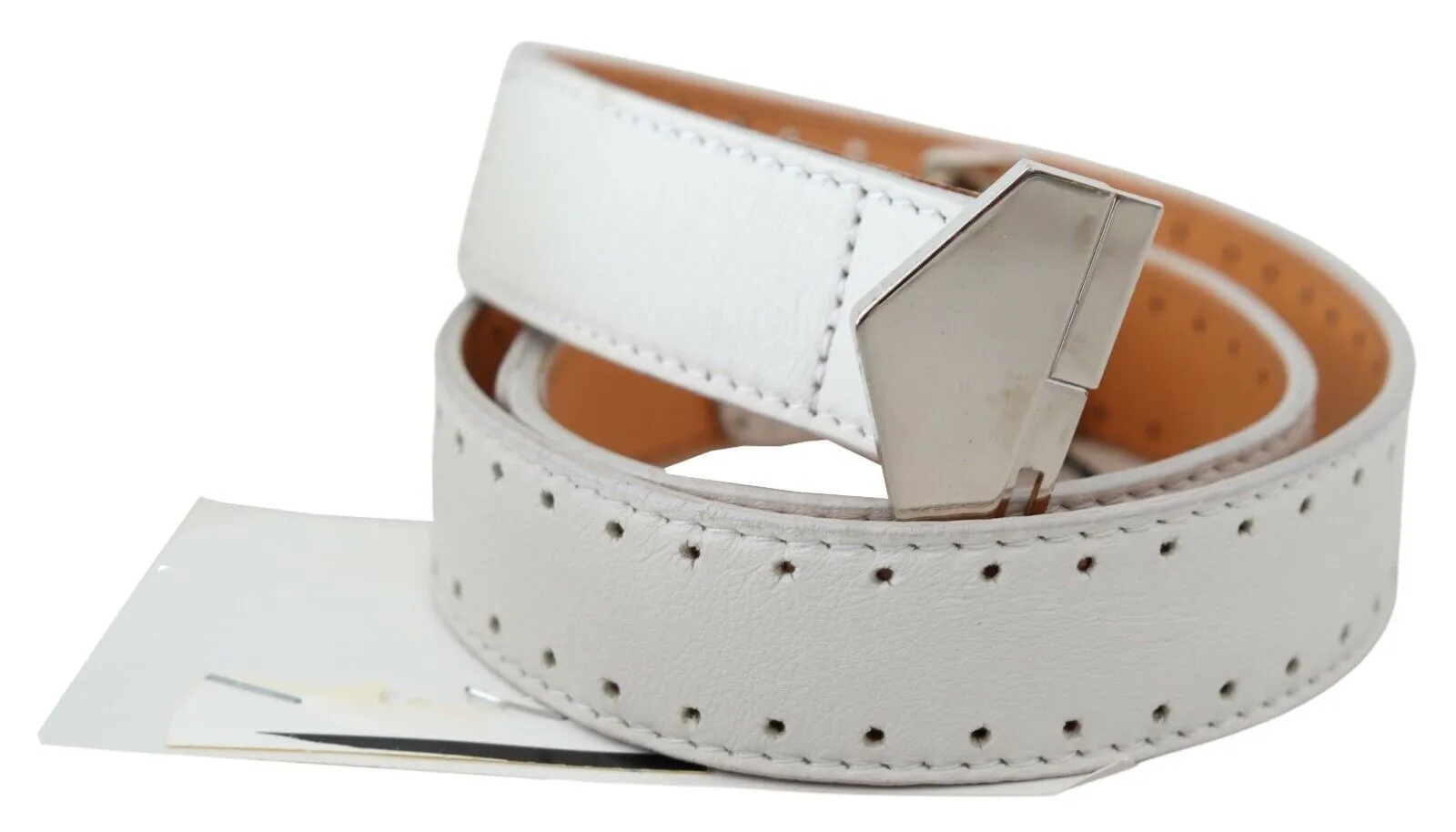 GF Ferre Women's Elegant White Leather Fashion Belt