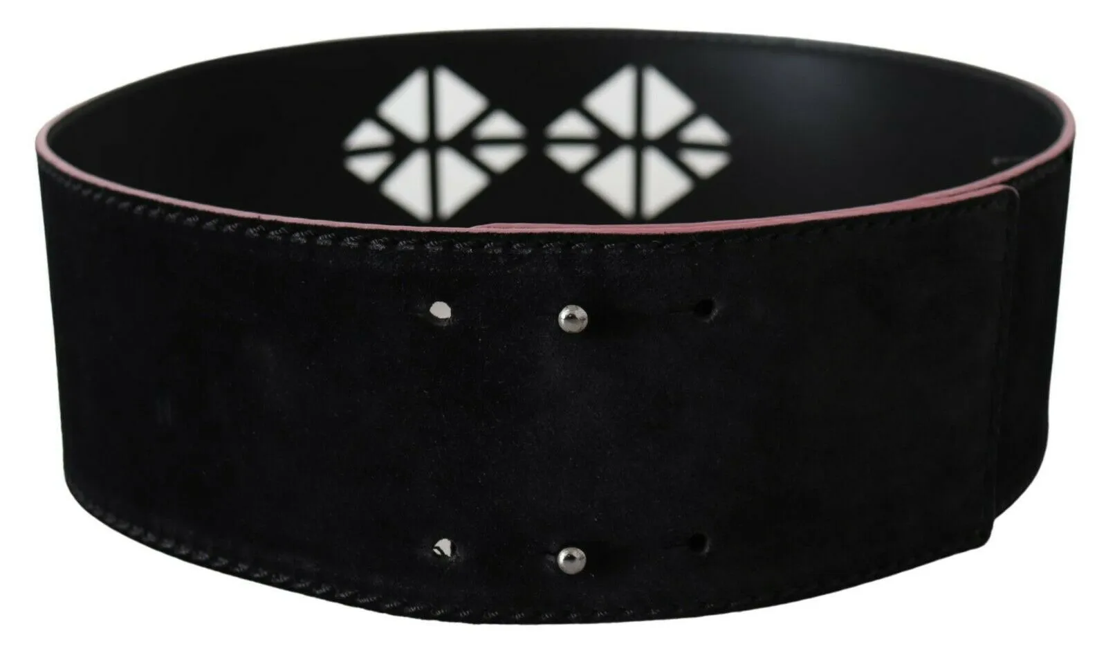 Costume National Women's Elegant Wide Leather Fashion Belt with Metal Accents