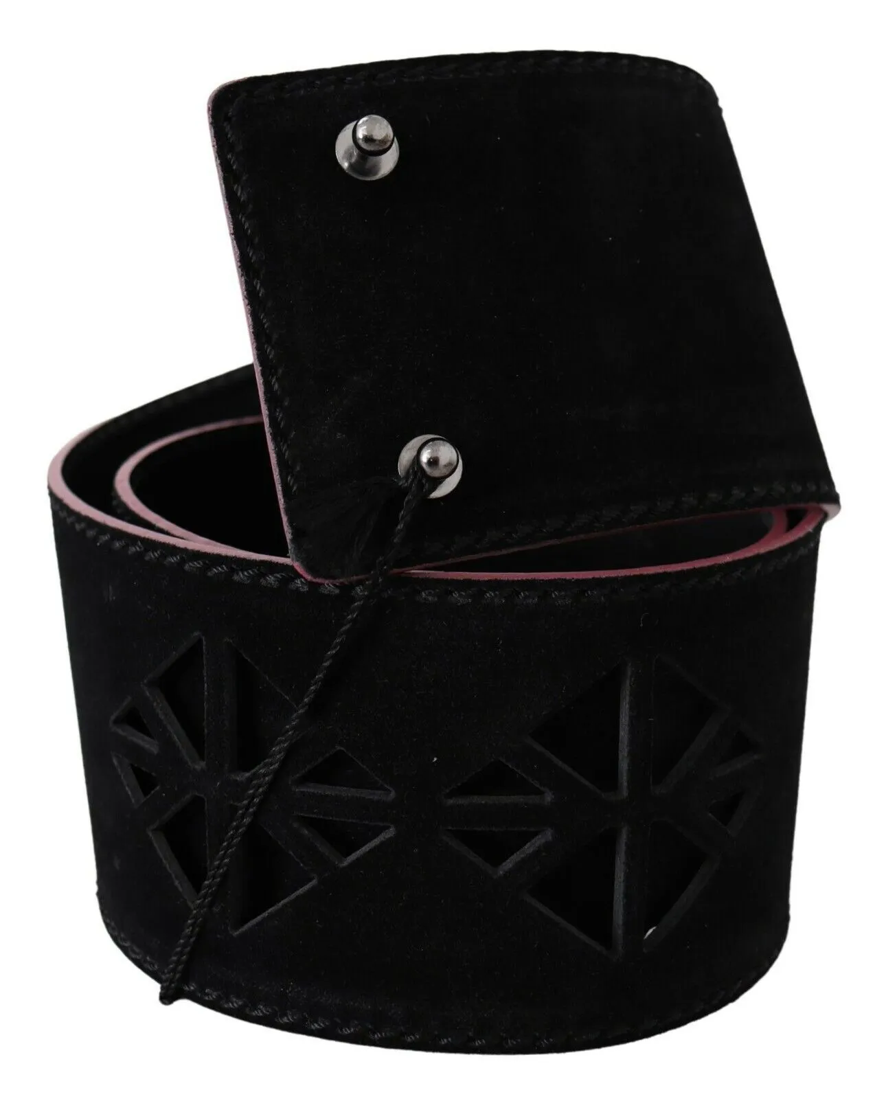 Costume National Women's Elegant Wide Leather Fashion Belt with Metal Accents
