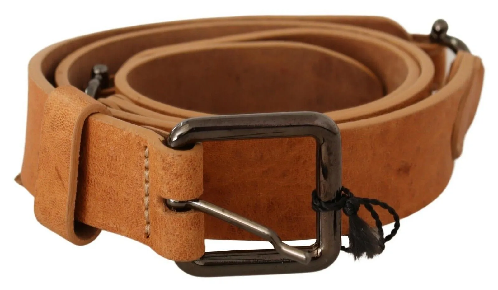 Costume National Women's Elegant Light Brown Fashion Belt with Black-Tone Buckle
