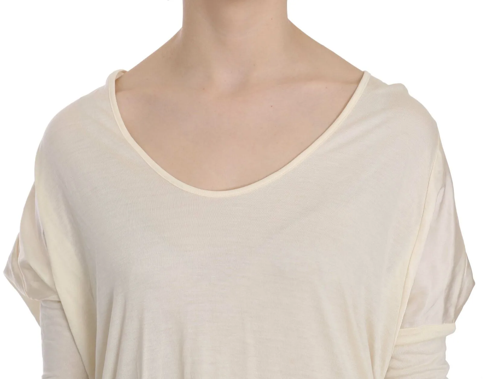 Costume National Women's Chic Cream A-Line Elbow Sleeve Dress
