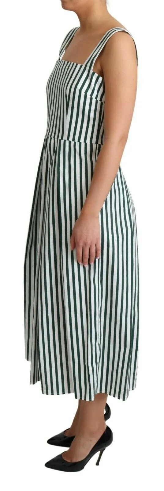 Dolce & Gabbana Women's Chic Sleeveless A-Line Dress in White & Green