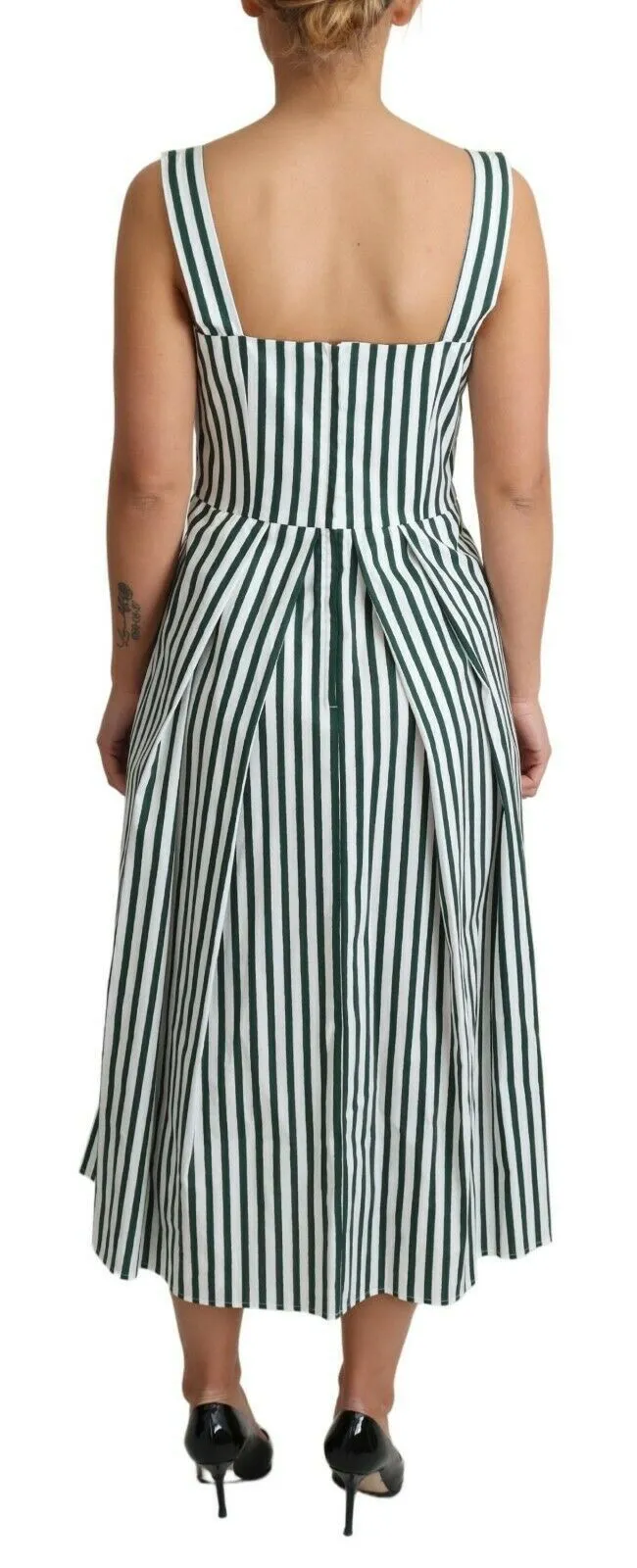 Dolce & Gabbana Women's Chic Sleeveless A-Line Dress in White & Green